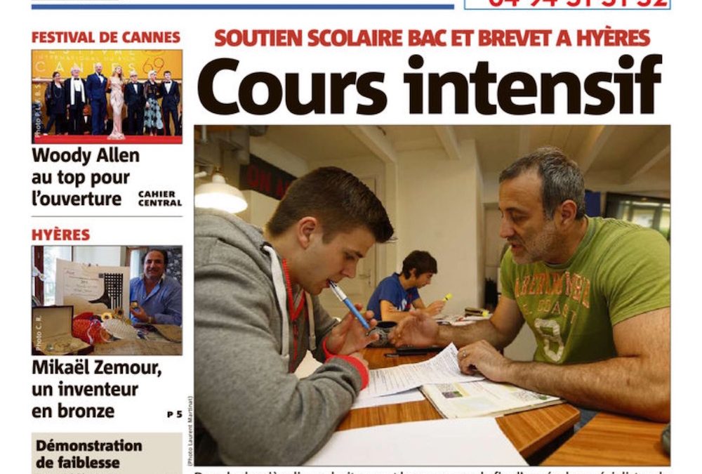 Article Var Matin à la Une : Cours intensifs en approche !
